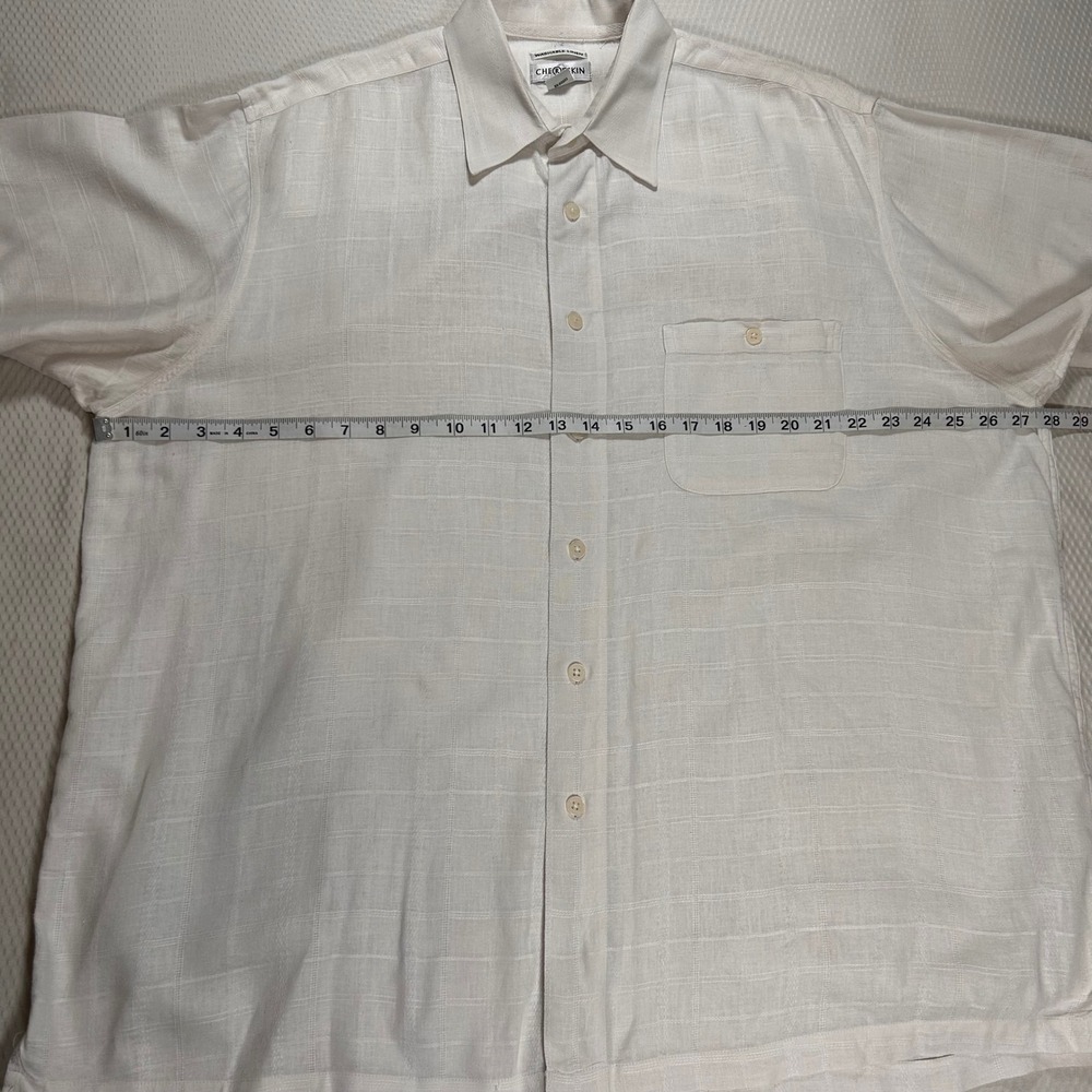 VTG Chereskin Linen Blend Short Sleeve Button Up Shirt Mens XXL Geometric Beachy - Picture 3 of 8